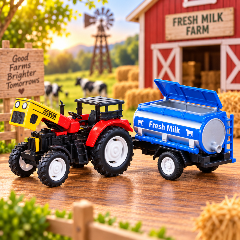 Centy Tiny Truckies Legend Milk Tractor Tanker Toy – Friction Powered Farm Vehicle with Fresh Milk Tanker for Kids | 3+ Years