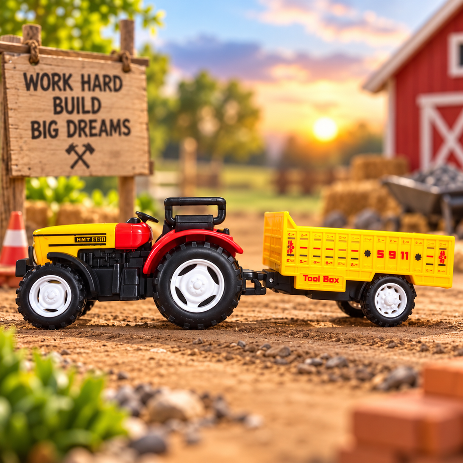 Centy Tiny Truckies Legend Tractor with Tool Box Trailer Toy for Kids | Farm Vehicle Toy | Age 3+ Years