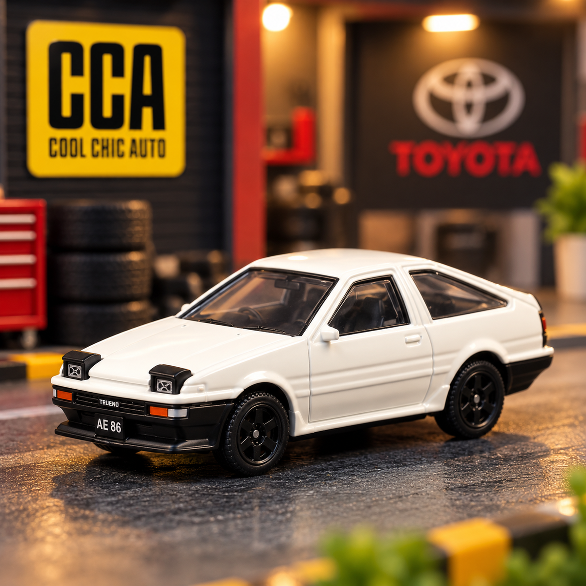 CCA Toyota AE86 1:64 Scale Die-Cast Model Car – White | Cool Chic Auto Collection Series