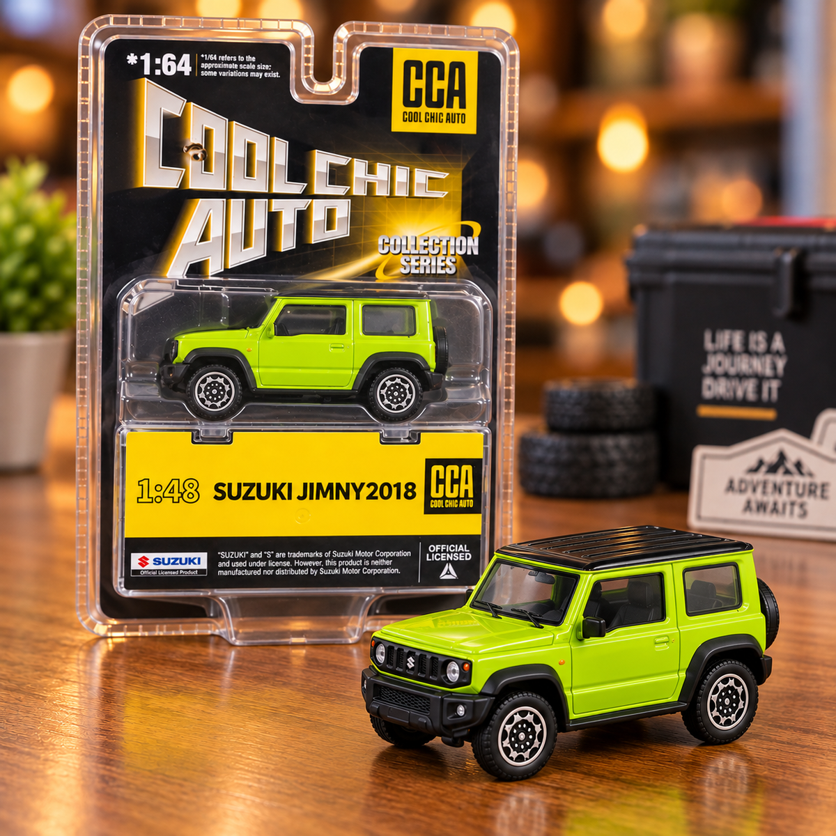CCA Cool Chic Auto Collection Series: 1:48 Scale Suzuki Jimny 2018 Die-Cast Miniature Car (Red & Green)