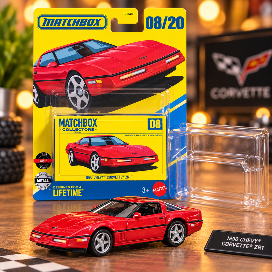 Matchbox Collectors 1990 Chevy Corvette ZR1 – Red Premium Die-Cast Model Car | 08/20