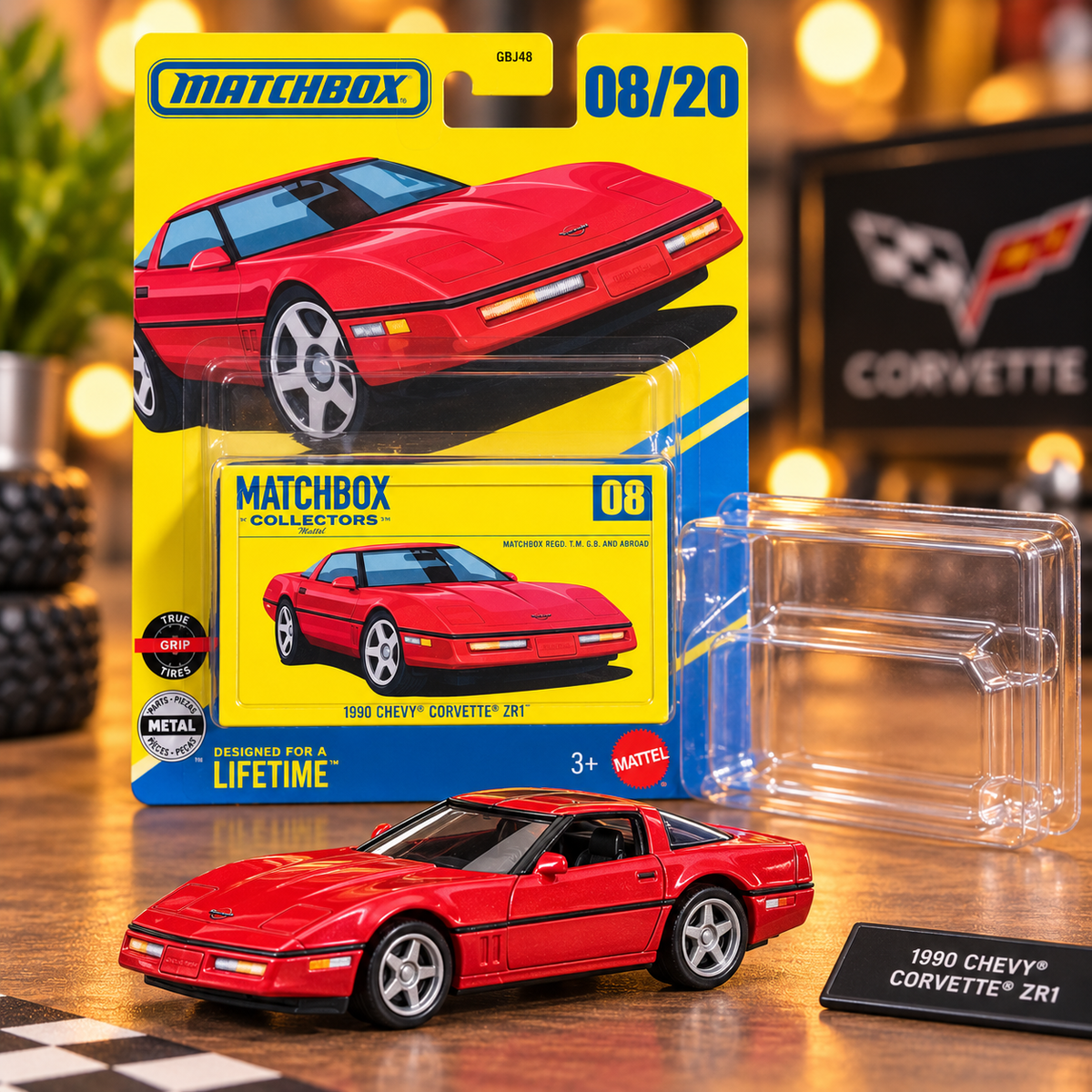 Matchbox Collectors 1990 Chevy Corvette ZR1 – Red Premium Die-Cast Model Car | 08/20