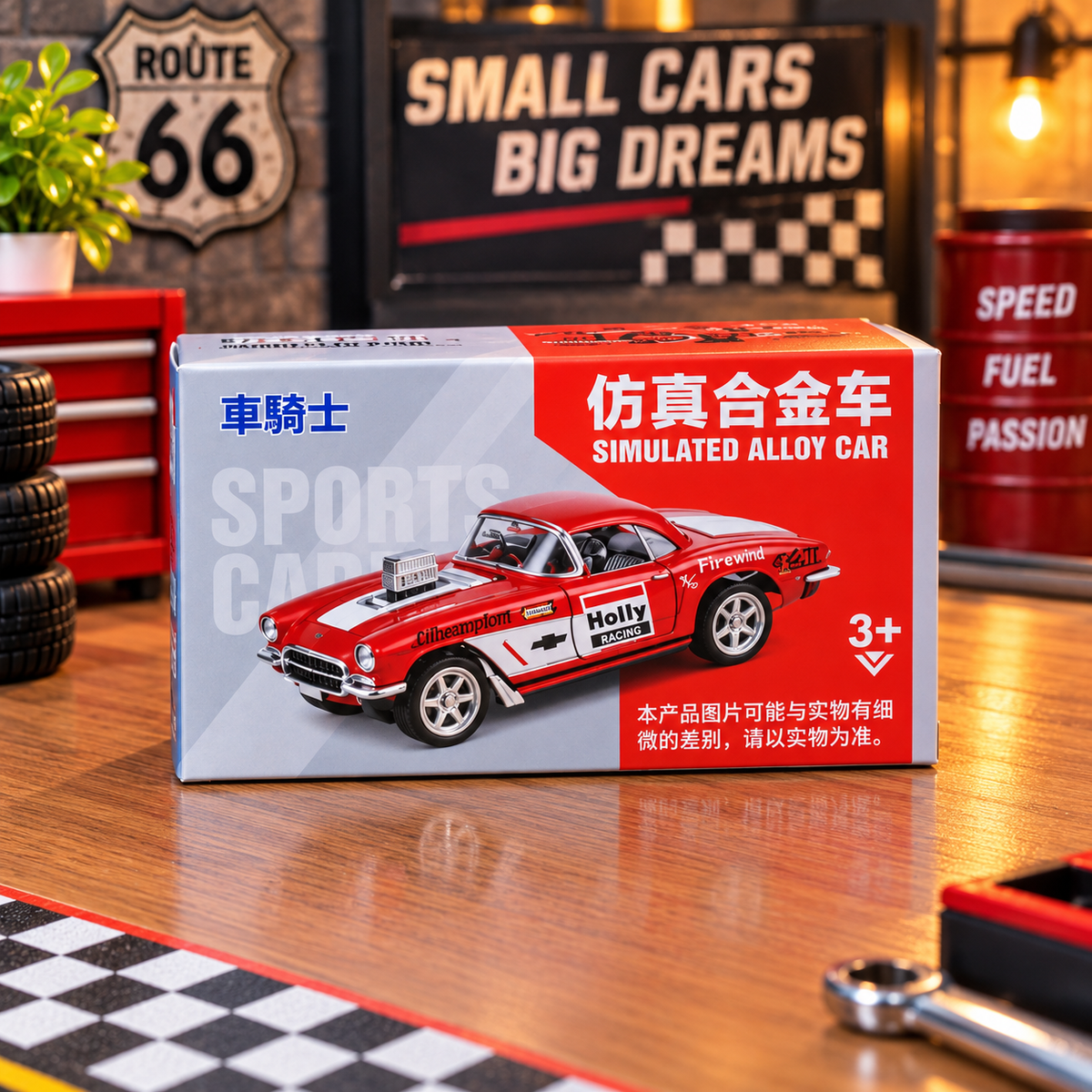 Vintage Red Muscle Racing Car Die-Cast Alloy Toy with Supercharger – Classic Sports Car Collectible