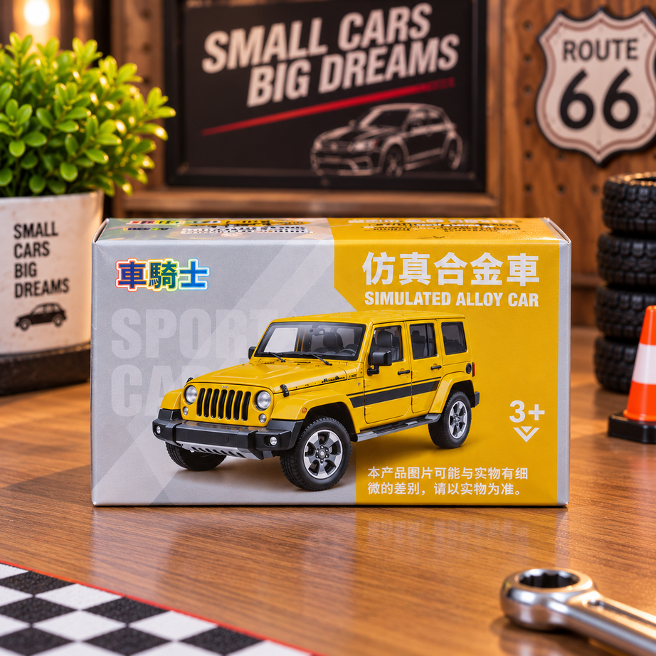 Orange Jeep Wrangler Style Die-Cast Alloy SUV Toy Car – 4 Door Off-Road Model