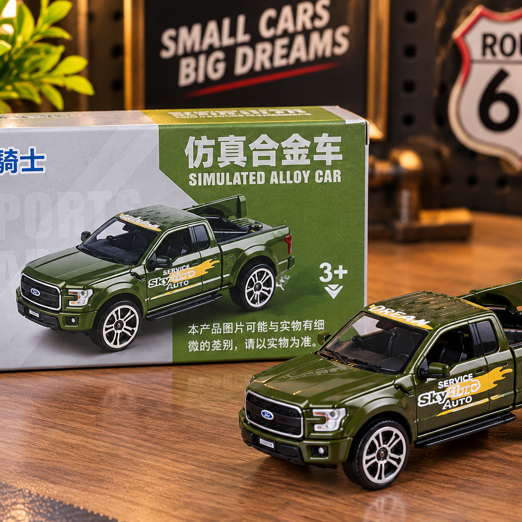 Green Sky Auto Pickup Truck Die-Cast Alloy Toy Car – Miniature Sports Utility Vehicle for Kids & Collectors