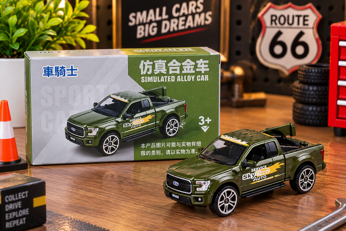 Green Sky Auto Pickup Truck Die-Cast Alloy Toy Car – Miniature Sports Utility Vehicle for Kids & Collectors