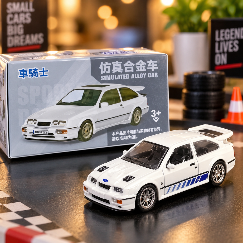 White Ford Sierra RS Cosworth Die-Cast Alloy Toy Car – Sports Racing Collectible Model