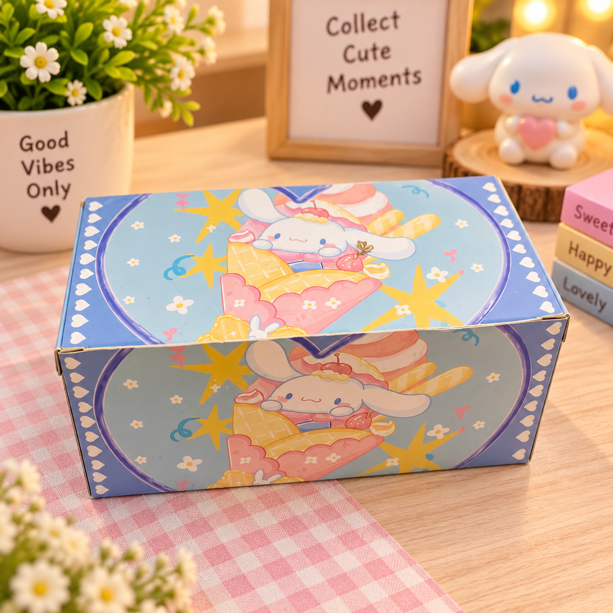 Cute Cinnamoroll Bunny Tape Dispenser with Tape Roll – Kawaii Blue Desktop Stationery Holder for Kids & Office