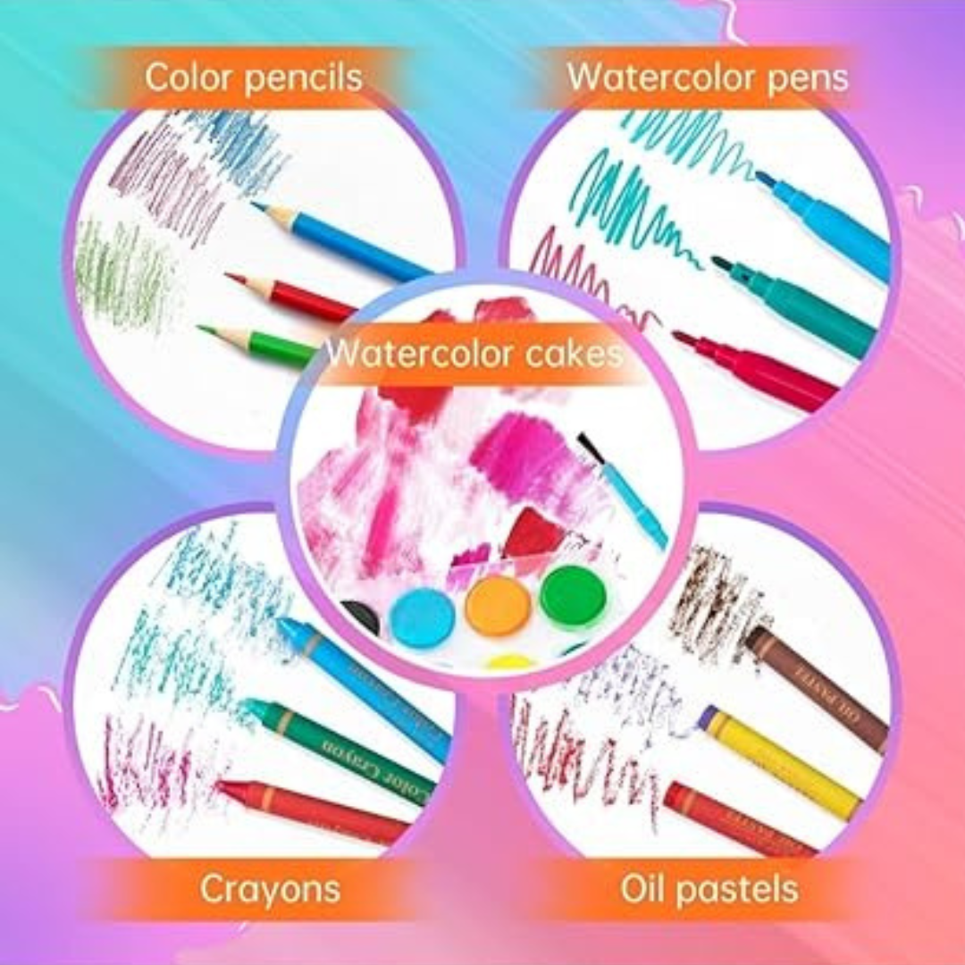 128 Pcs Unicorn Theme Drawing & Painting Kit | Complete Art Set for Kids