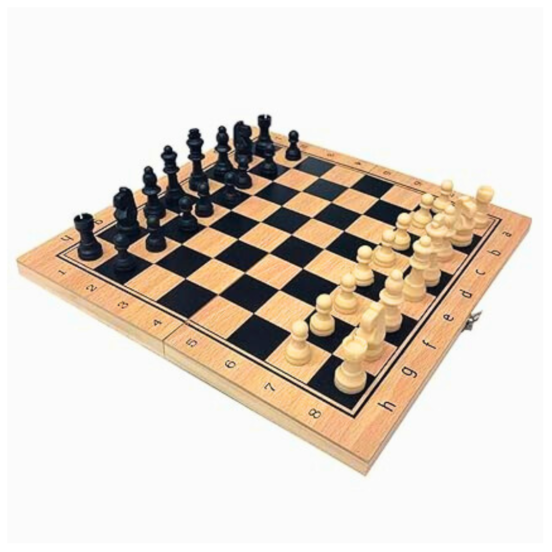Handmade Small Wooden Folding Travel Chess Set | 23x23cm Classic Board Game