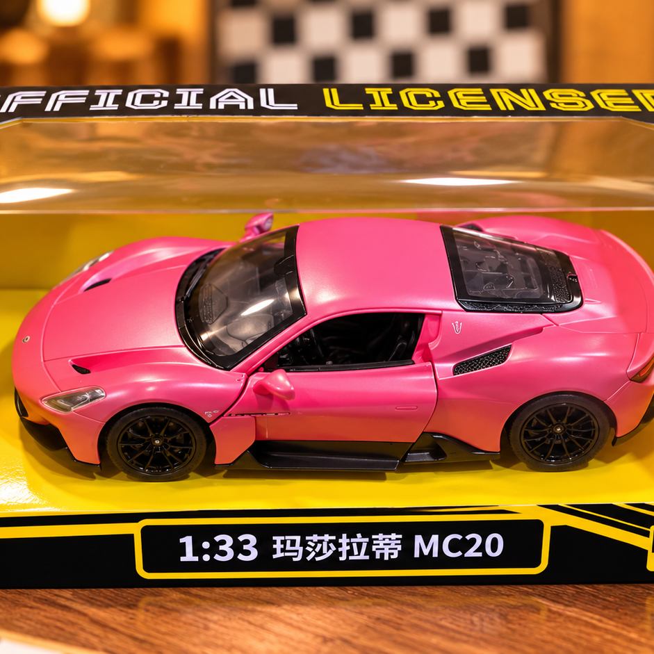 CCA Maserati MC20 1:33 Scale Die-Cast Toy Car – Pink | Official Licensed Supercar Collectible Model
