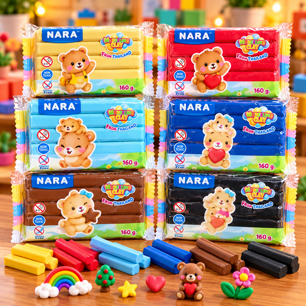 NARA Modeling Clay 160g – Non-Toxic, Gluten-Free Creative Art &  Craft Clay for Kids | Assorted Colours