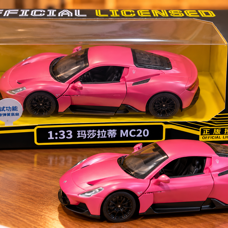 CCA Maserati MC20 1:33 Scale Die-Cast Toy Car – Pink | Official Licensed Supercar Collectible Model