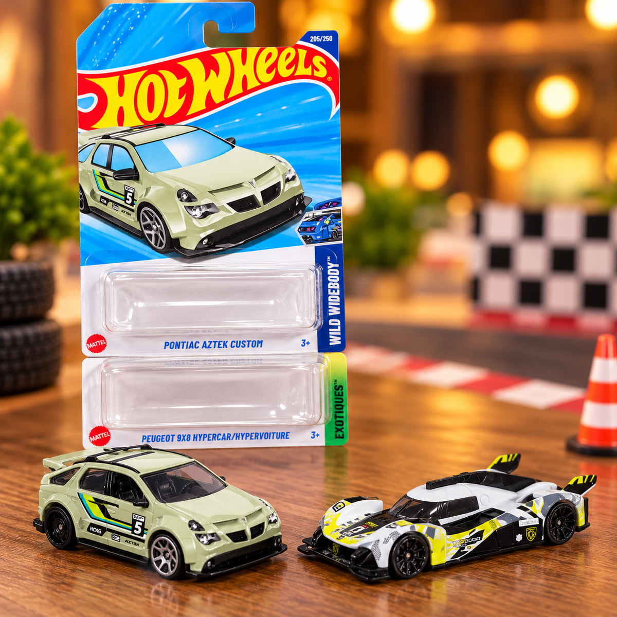 1+1 Hot Wheels Combo Pontiac Aztek Custom & Peugeot 9X8 Hypercar Die-Cast Toy Cars – Set of 2 | Mattel Collectible Cars