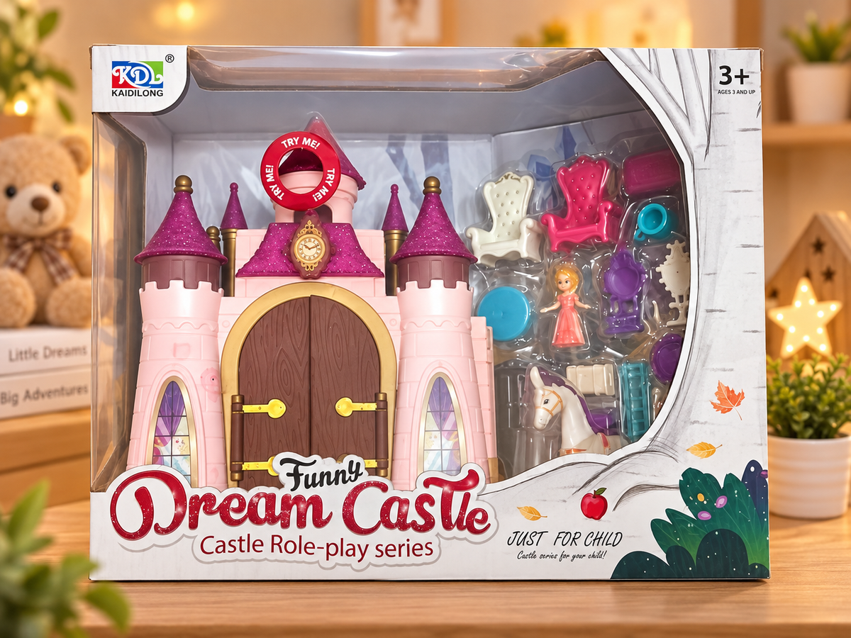 KDL Funny Dream Castle Princess Playset with Mini Doll, Horse & Furniture Accessories | Kids Pretend Play Toy
