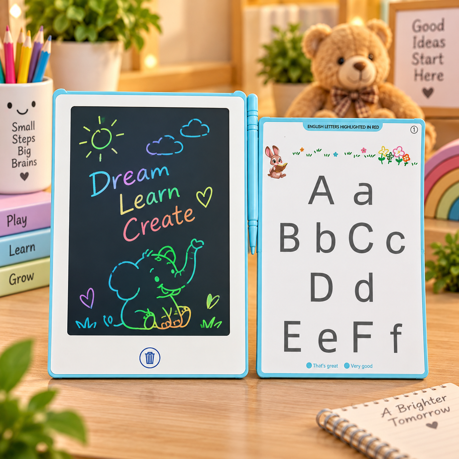 8.5 Inch LCD Writing Tablet for Kids with Educational Learning Cards – Reusable Digital Drawing Pad & Handwriting Practice Board