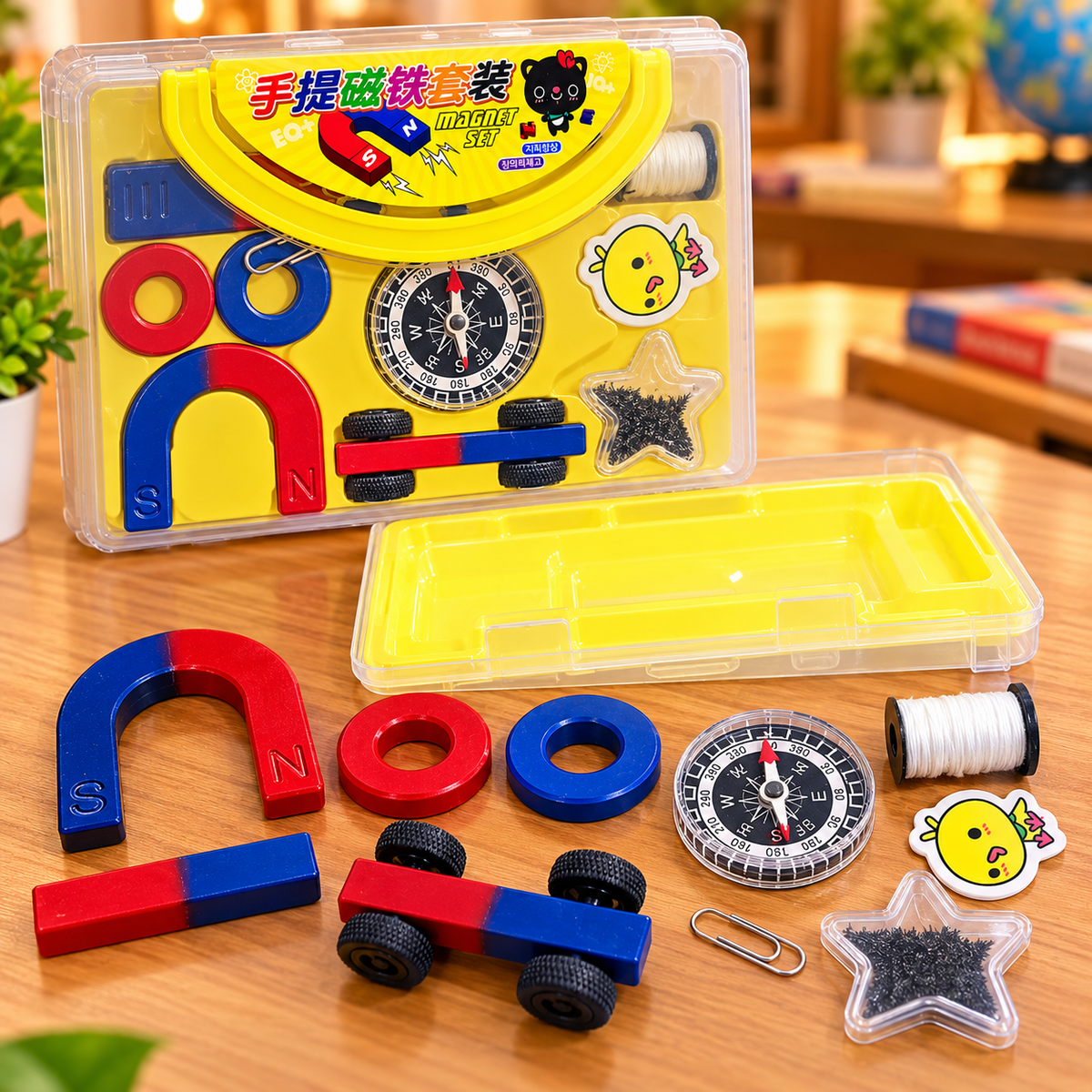 Kids Educational Magnet Science Experiment Set with Compass – Magnetic Learning STEM Activity Kit