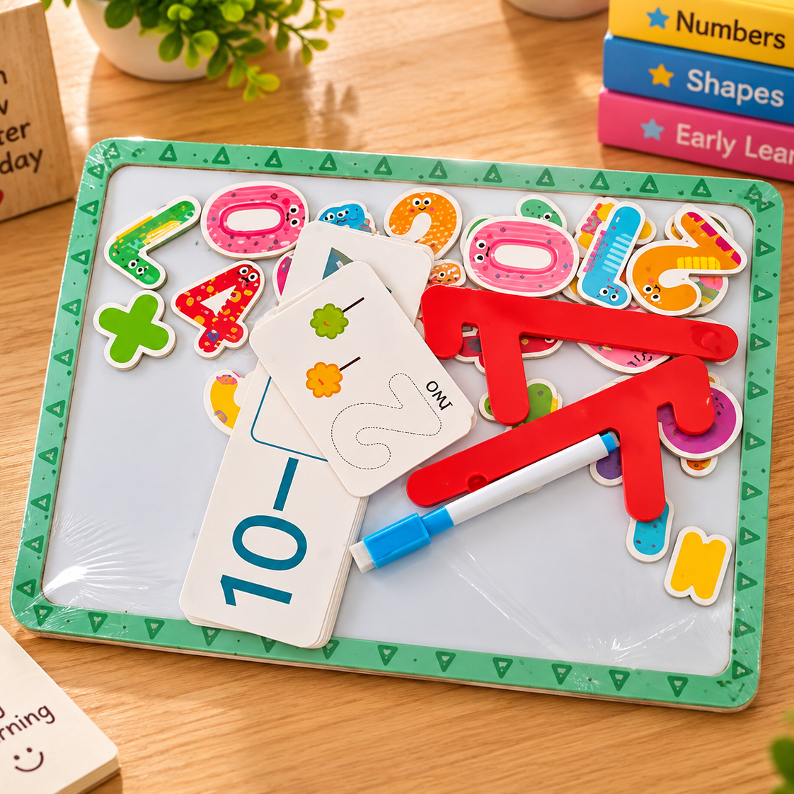 Kids Educational Magnetic Numbers & Math Learning Board with Flashcards, Marker & Eraser – Early Learning Activity Set