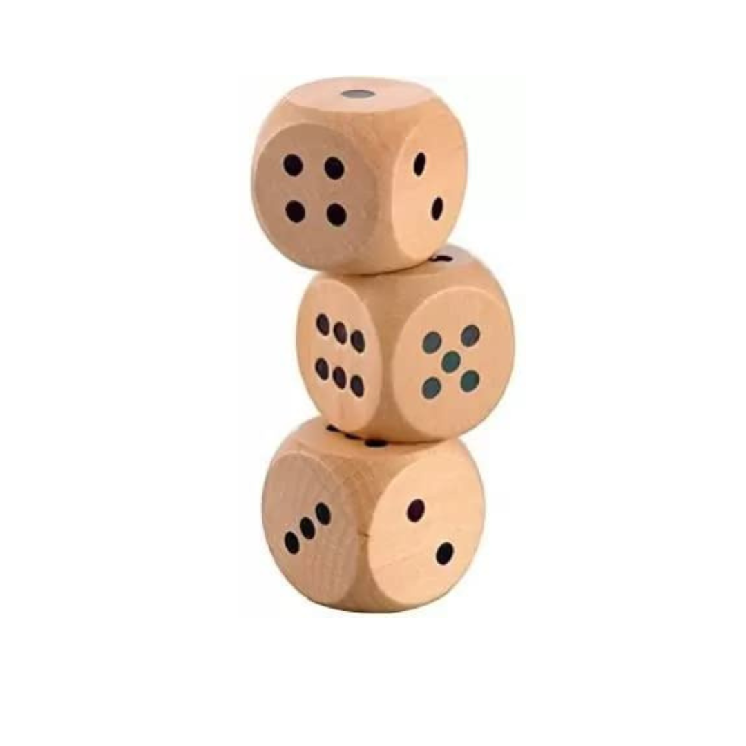 Pack of 4 Wooden Medium Dice – Black Dots