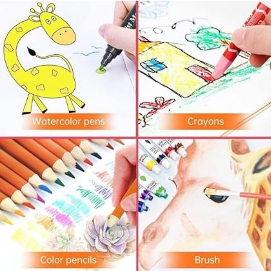 128 Pcs Unicorn Theme Drawing & Painting Kit | Complete Art Set for Kids
