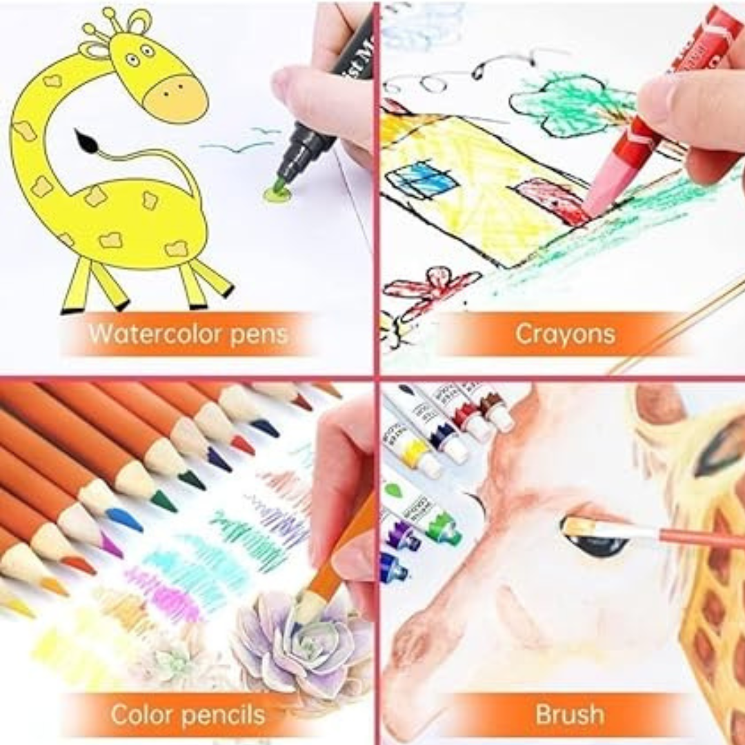 128 Pcs Unicorn Theme Drawing & Painting Kit | Complete Art Set for Kids