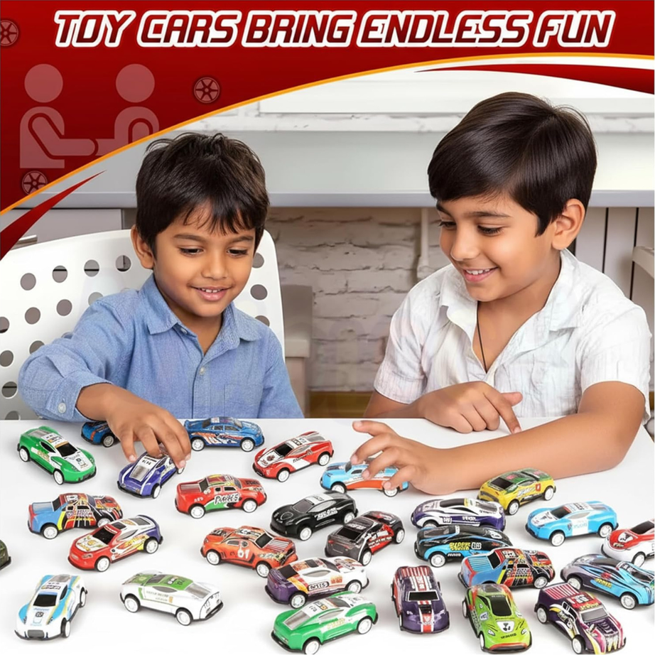 48-Piece Pull Back Car Set | Mini Racing Toy Vehicles for Kids 3+ | Bulk Cars & Trucks | Fun Learning Toys & Birthday Gifts for Boys & Girls
