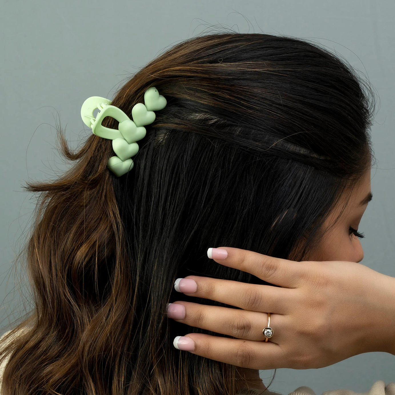 Heart Design Mini Hair Claw Clips | Matte Finish Strong Hold Hair Accessories (Random Colour)