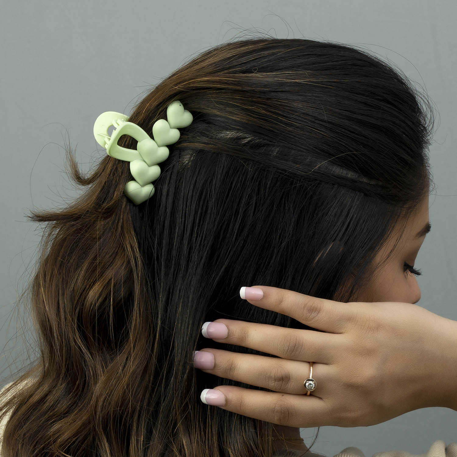 Heart Design Mini Hair Claw Clips | Matte Finish Strong Hold Hair Accessories (Random Colour)