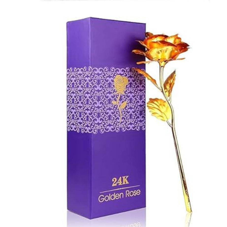 24K Gold Rose with Gift Box – Elegant Gold Dipped Rose for Gift