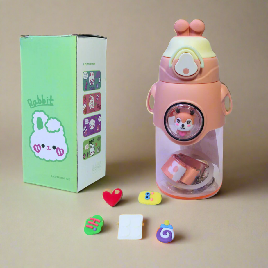 Rabbit Water Bottle with Strap for Kids(Random Colors will be send)