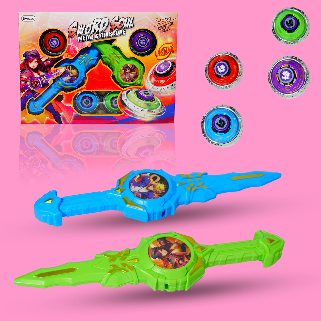 Sword Soul Metal Gyroscope | High-Speed Battle Spinner | Metal Fusion Top with Launcher for Kids