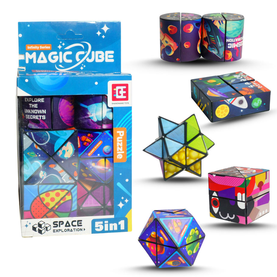 Magic Cube Space Exploration 5-in-1 Puzzle | Educational Learning Toy for Kids | Fun Solar System Adventure