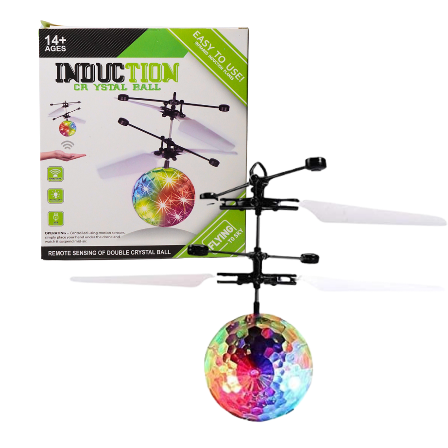 Flying Induction Crystal Ball Helicopter Kids Toy with Motion Sensor Rechargeable