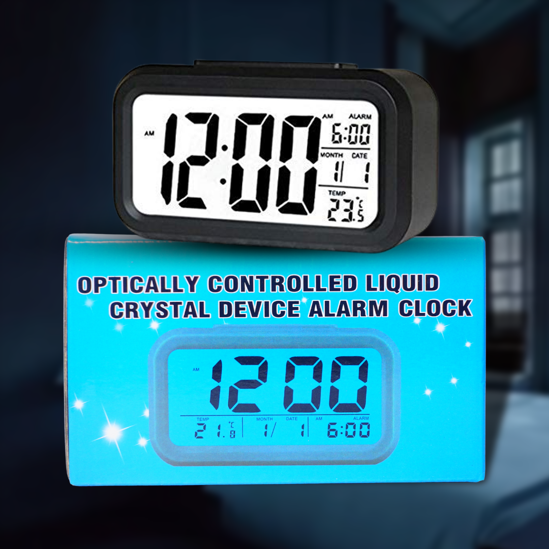 Optically Controlled Liquid Crystal Alarm Clock | Smart Digital Display | Light Sensor & Temperature Display