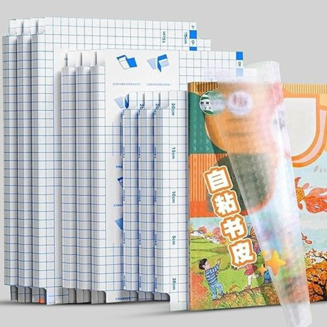 30 Pcs Self-Adhesive Book Cover Transparent Protective Sticker for School Notebooks | KidsBestie