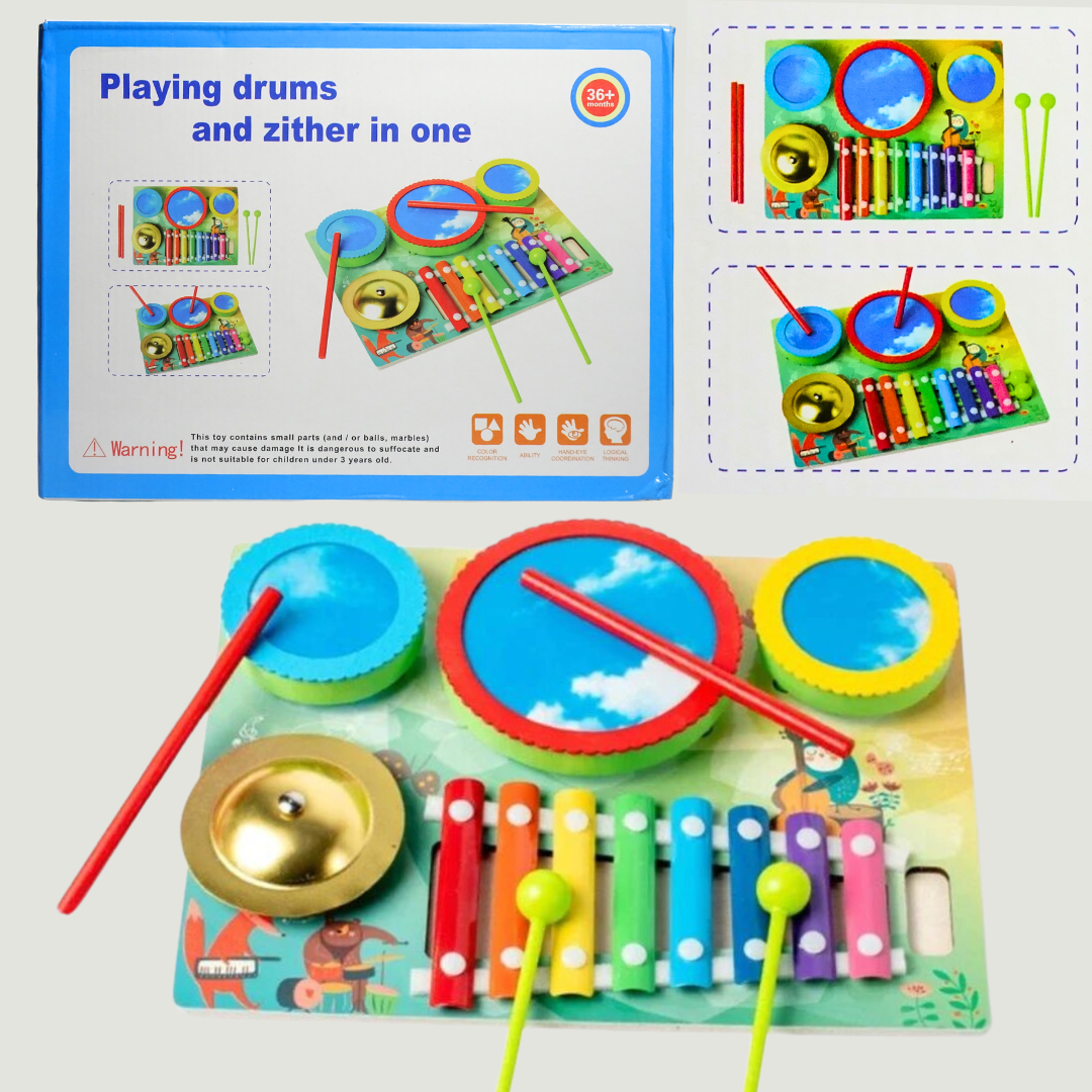 2-in-1 Drum & Zither Musical Toy – KidsBestie
