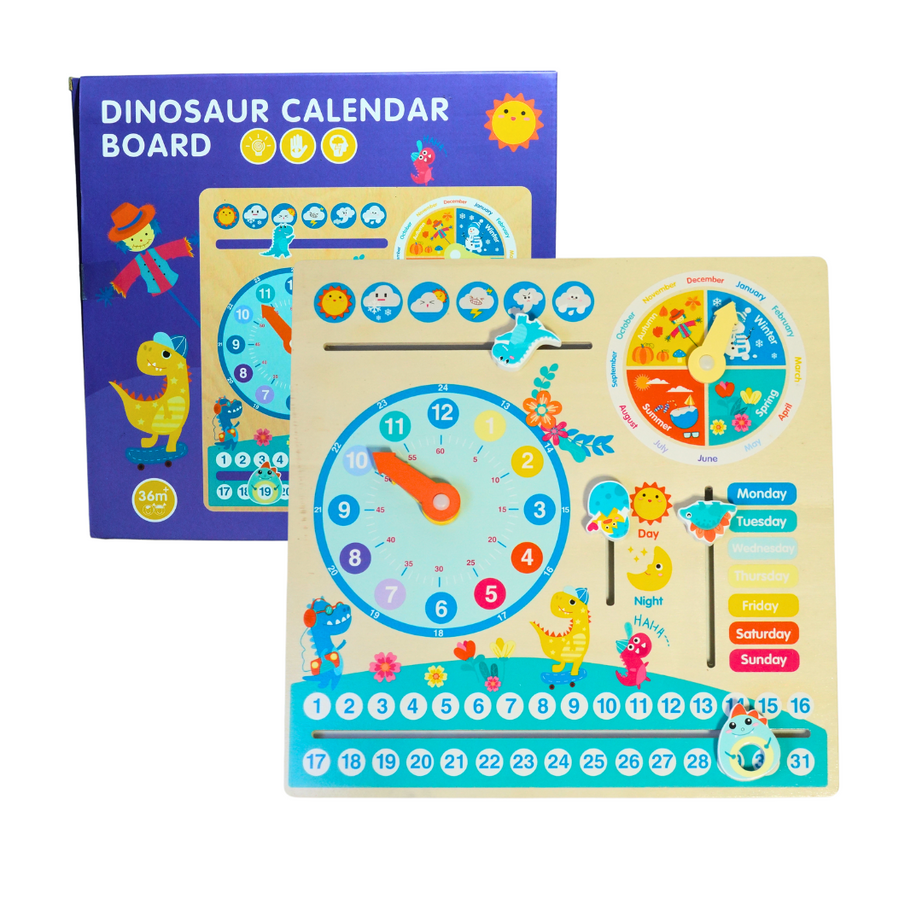 All in One Wooden Dinosaur Calendar Board