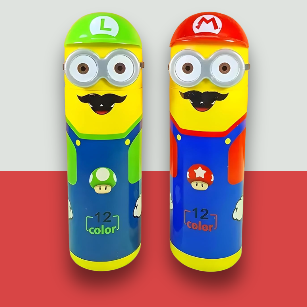 Colour Sketch Pen Set | Minion Pen Holder with 12 Colorful Sketch Pens (Random Design)