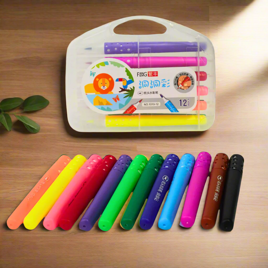 12 Brush Colouring Pens For Kids Adult, Multicolor