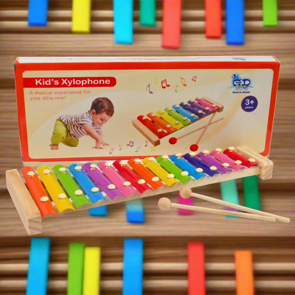 Wooden Xylophone with 15 Notes, 1 Xylophone, 2 Sticks