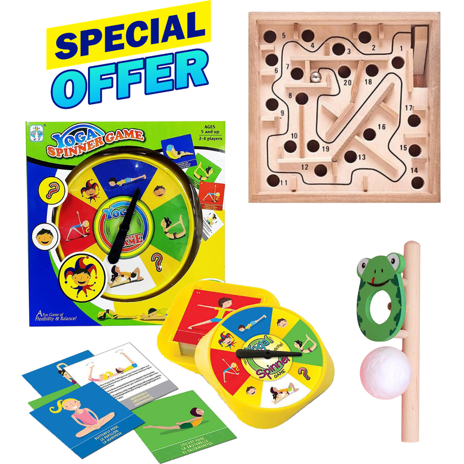 Summer Special Kids Play Combo | Maze Labyrinth + Blow Pipe + Yoga Spinner