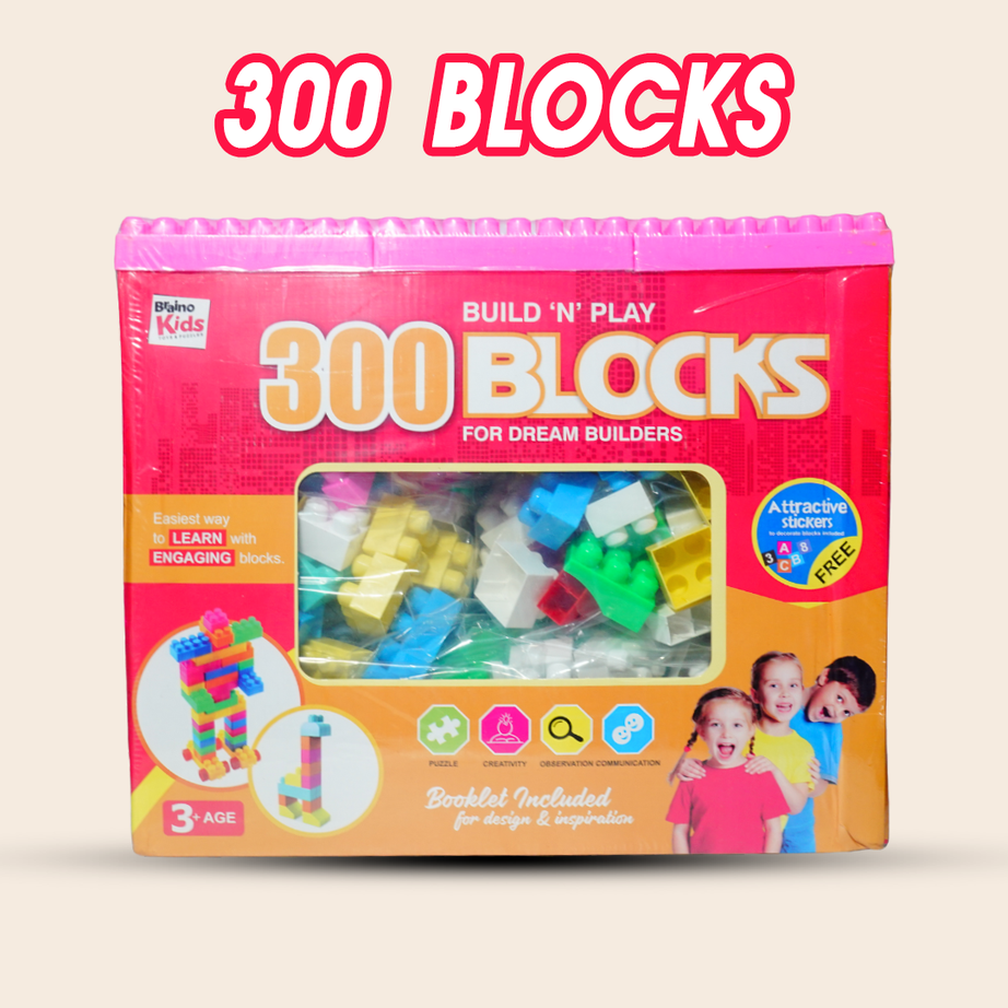 300 Build N Play Blocks - High Quality  – Mega Construction Fun