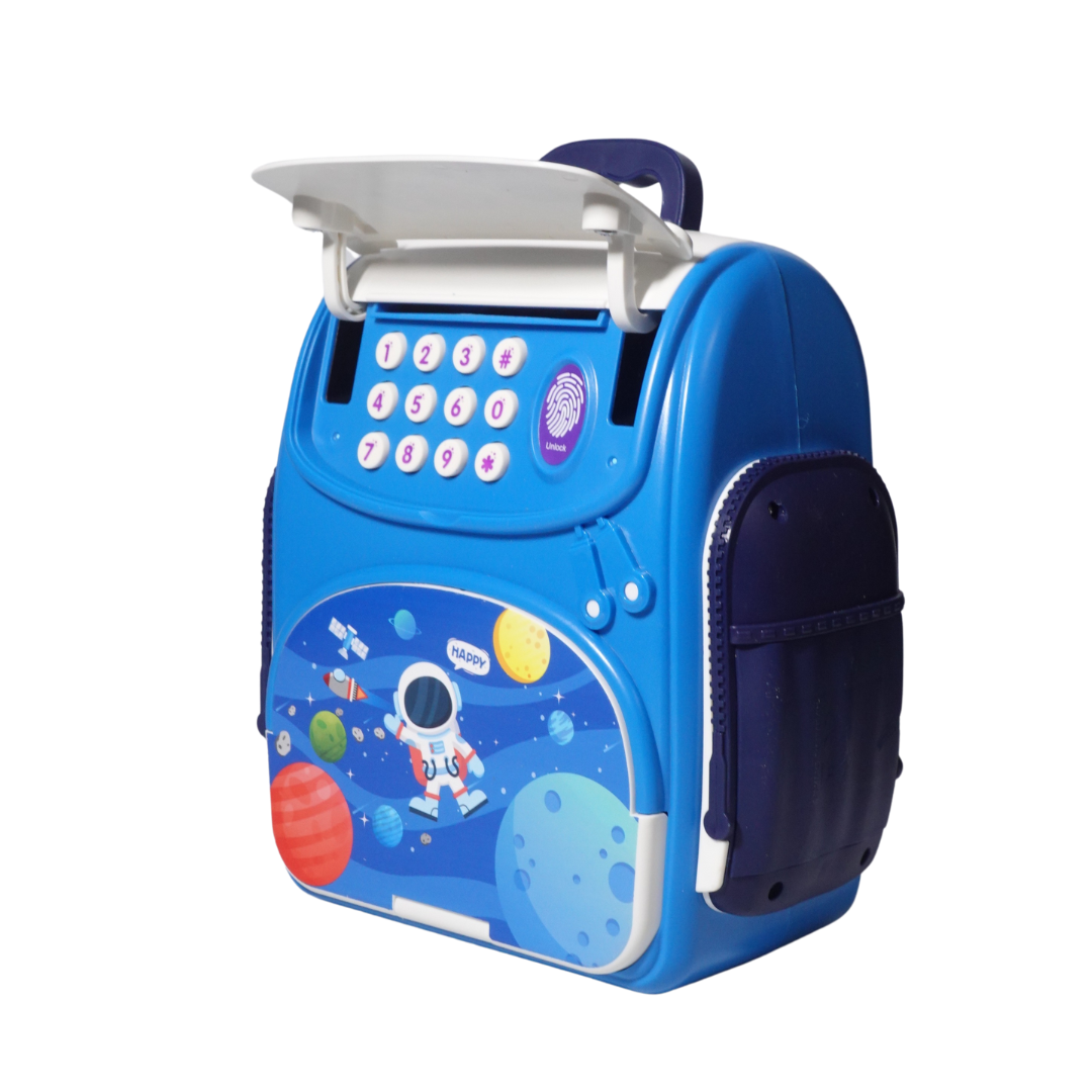 School Bag Money Bank for Kids with Password and Fingerprint Lock Toy Coin Bank