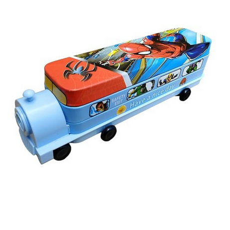 Train Shape Metal Pencil Box with Wheels – For Kids | KidsBestie