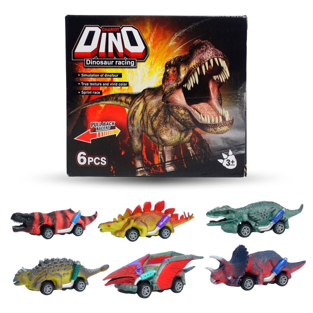 Dinosaur Racing Pull Back Racers – Set of 6 Cars | Dino-Themed Mini Vehicles for Kids | Fast, Fun &Roaring Adventures