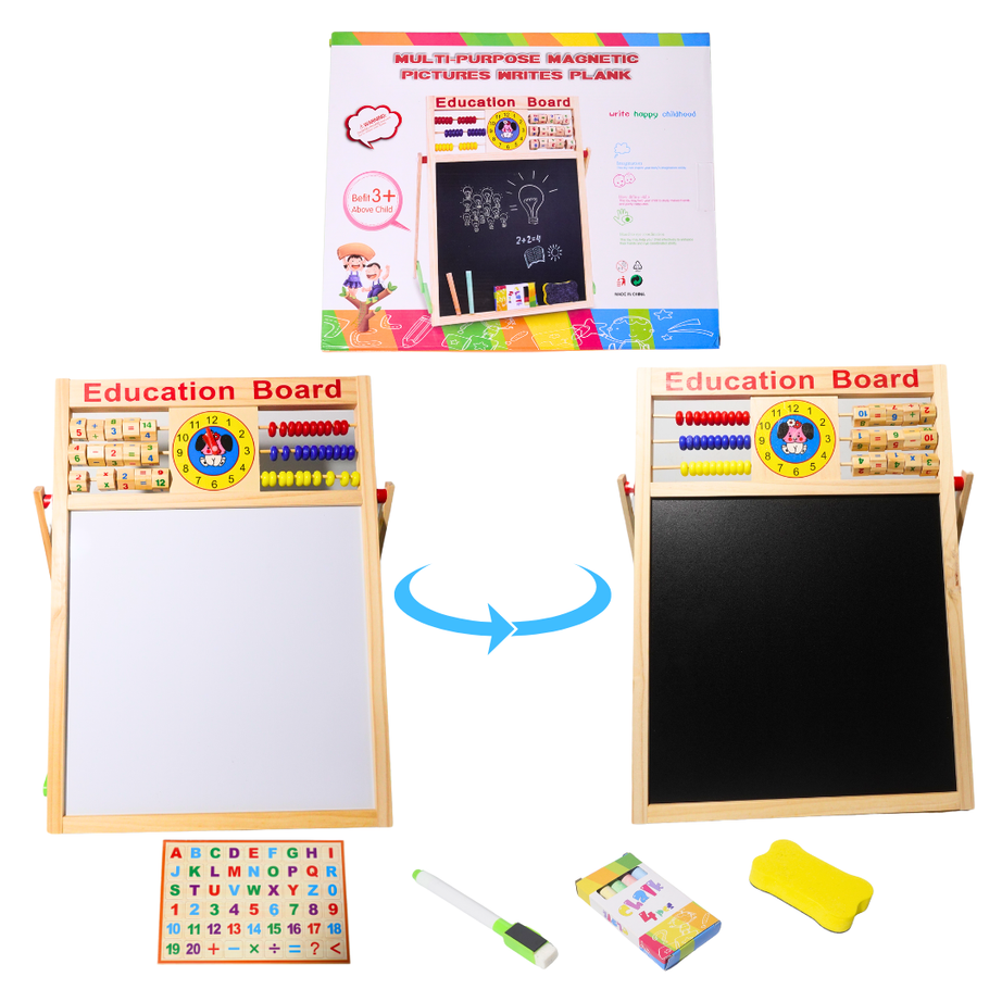 2 in 1 Double Sided Multipurpose Magnetic Education Board- Big