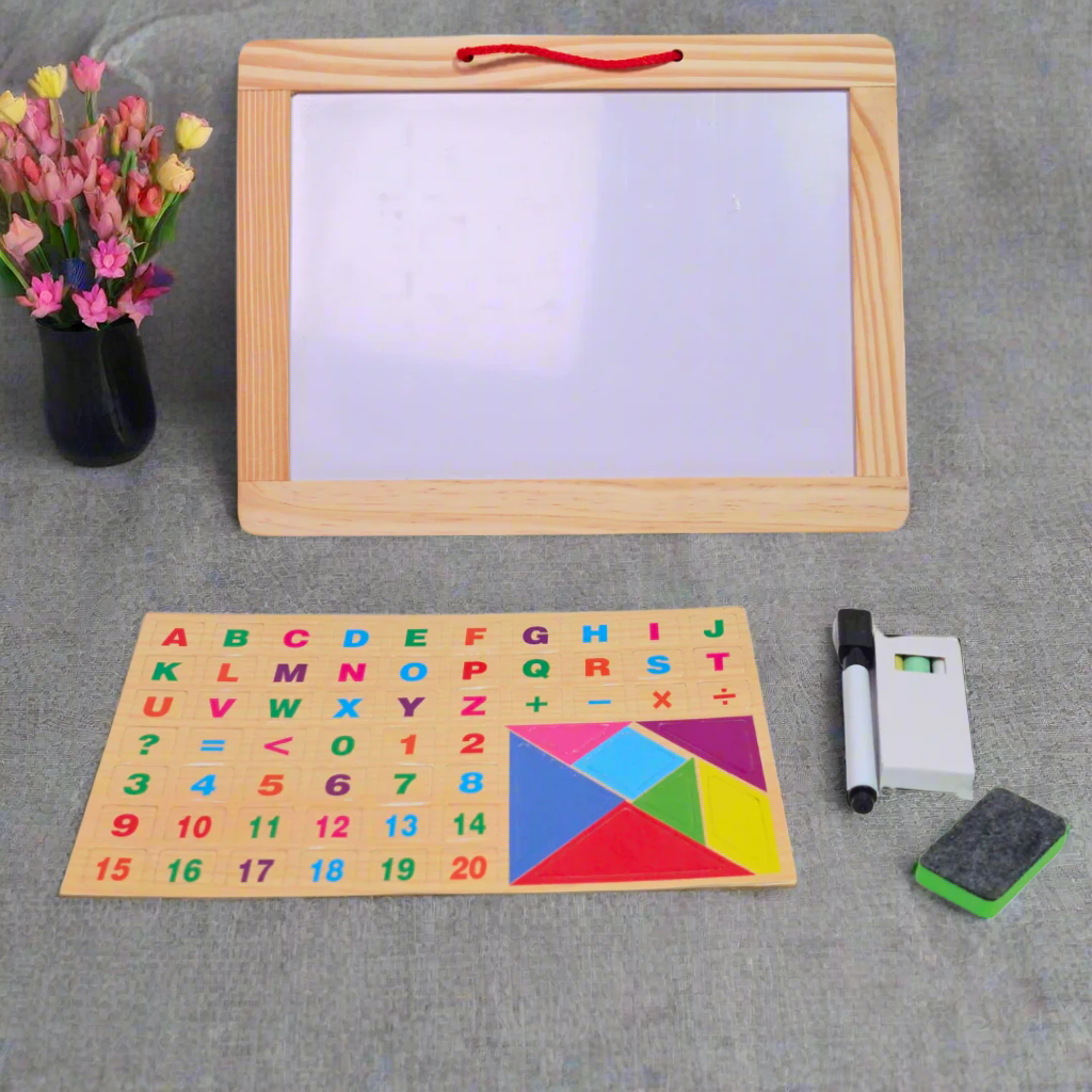 Kidsbestie-1 Double Sided Wooden Board Black Slate & White Board-Big