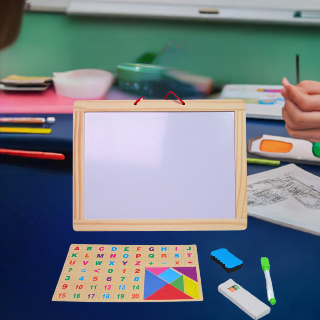 Kidsbestie-1 Double Sided Wooden Board Black Slate & White Board-Big