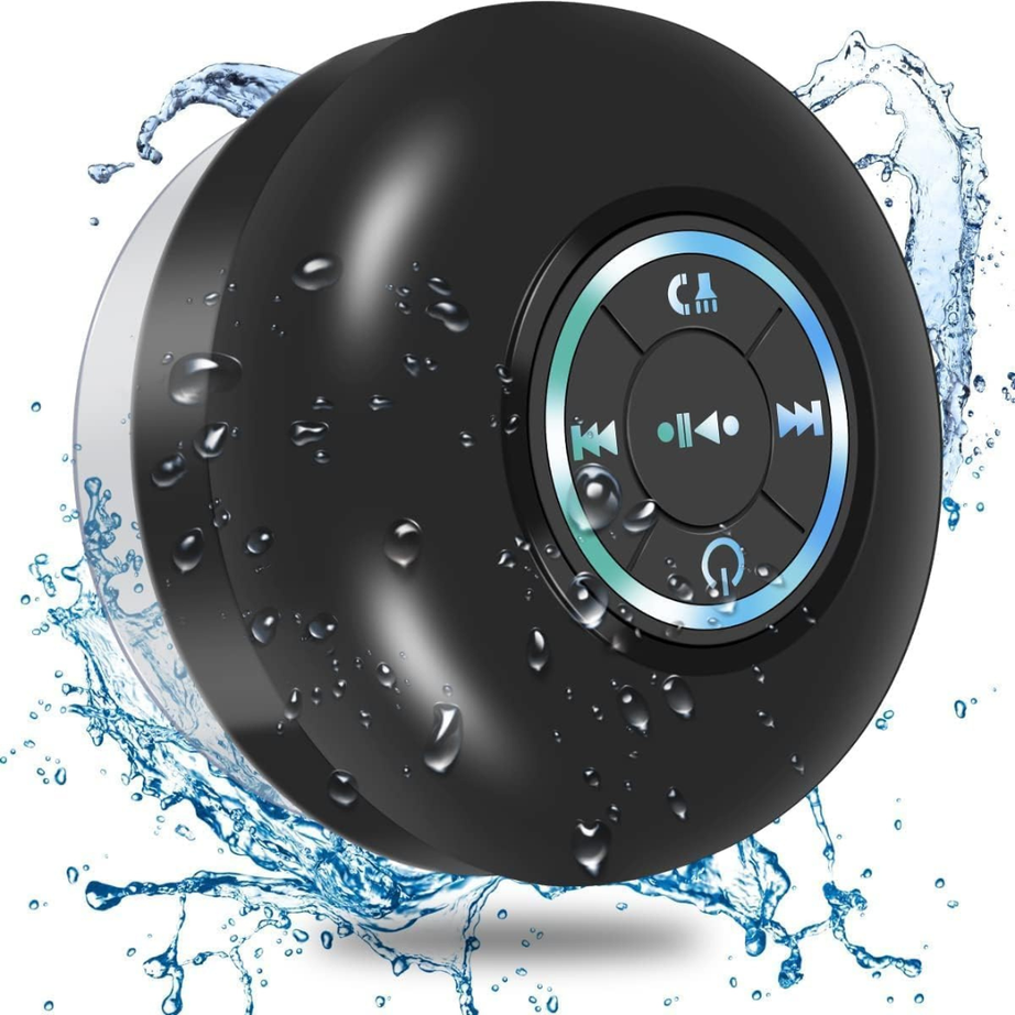Mini Bluetooth Shower Audio Device with RGB Lights | Waterproof Suction Cup | IPX4 Bathroom Music Player with Mic | Portable Wireless Sound System | LED Pocket Gadget for Travel