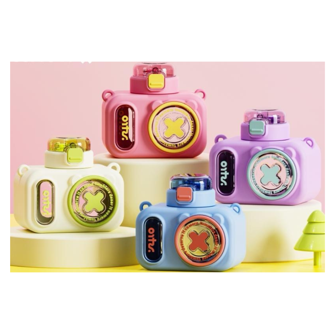 Camera Shaped Water Bottle with Popup Sipper(600 ml) | KidsBestie